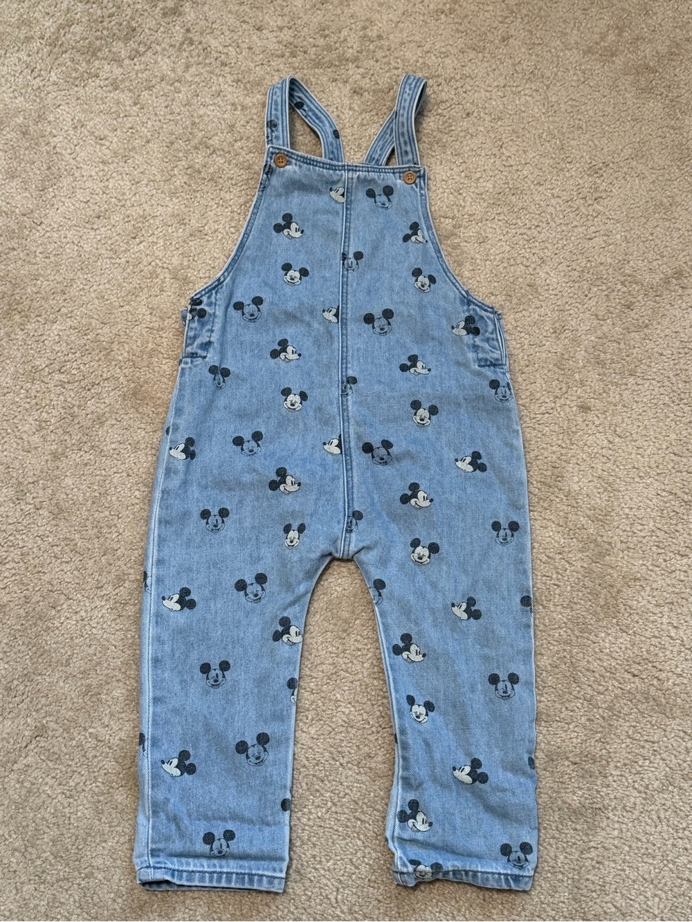 H&M Denim blue/Mickey Mouse Denim Overalls